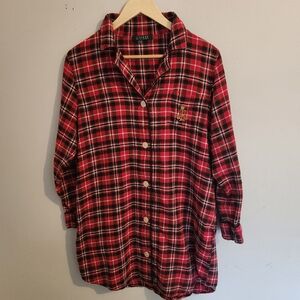 Lauren Ralph Lauren Red And‎ Black Plaid Flannel Nightgown - Size Medium
